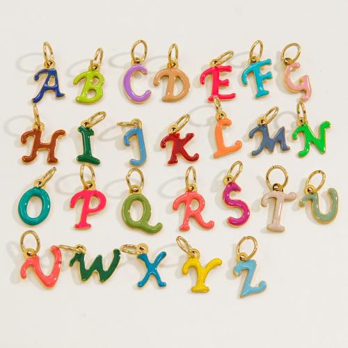 Enamel Stainless Steel Pendant, 304 Stainless Steel, Alphabet Letter, Vacuum Ion Plating, letters are from A to Z & DIY 