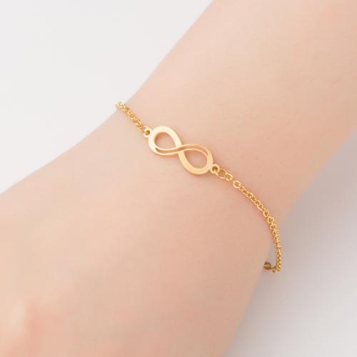 Stainless Steel Chain Bracelets, 304 Stainless Steel, Infinity, gold color plated, for woman cm 