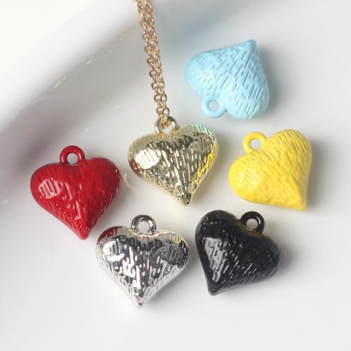 Zinc Alloy Enamel Pendants, Heart, plated, DIY 