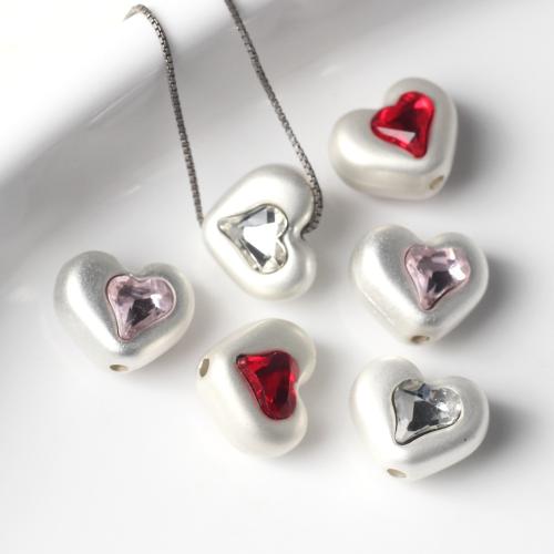 Cubic Zirconia (CZ) Zinc Alloy Pendants, Heart, plated, DIY & micro pave cubic zirconia & enamel [