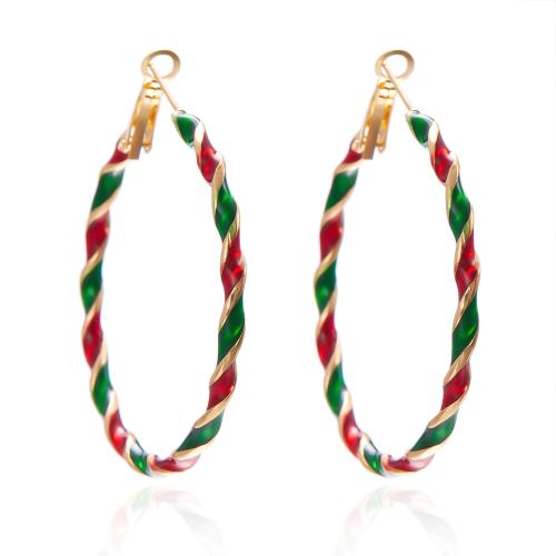 Christmas Earrings, Zinc Alloy, plated & for woman & enamel, multi-colored 