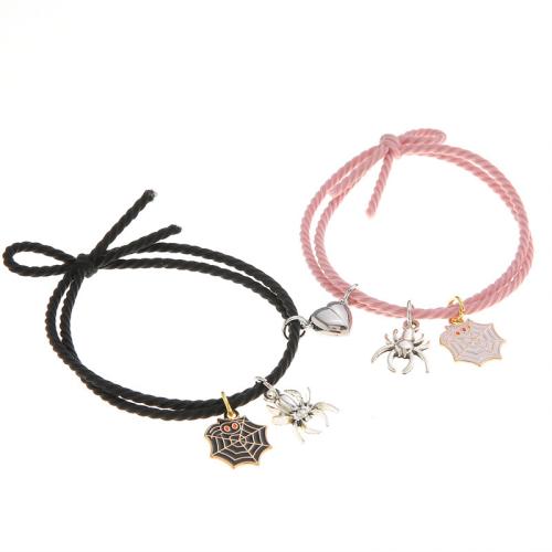 Enamel Zinc Alloy Bracelets, with Polyester Cord, handmade, 2 pieces & Unisex [