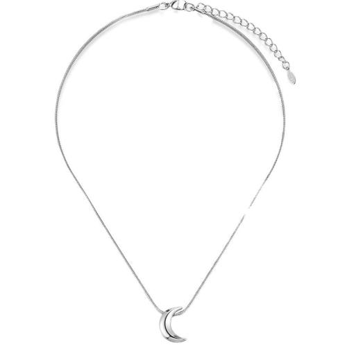 Collier de bijoux de titane, Acier titane, lune, Placage, pour femme, argent Environ 41-50 cm, Vendu par PC