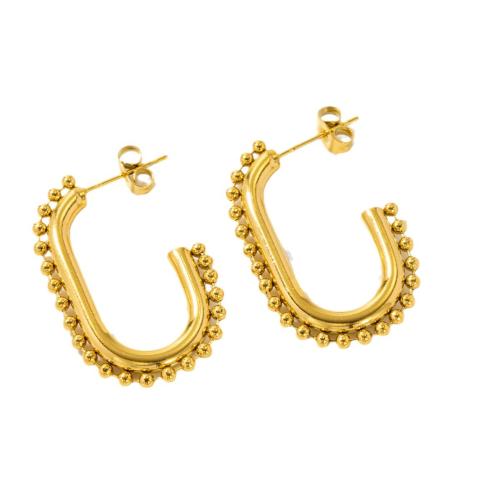 Boucles d'oreilles en acier titane, Placage, styles différents pour le choix & pour femme, Or, Vendu par paire