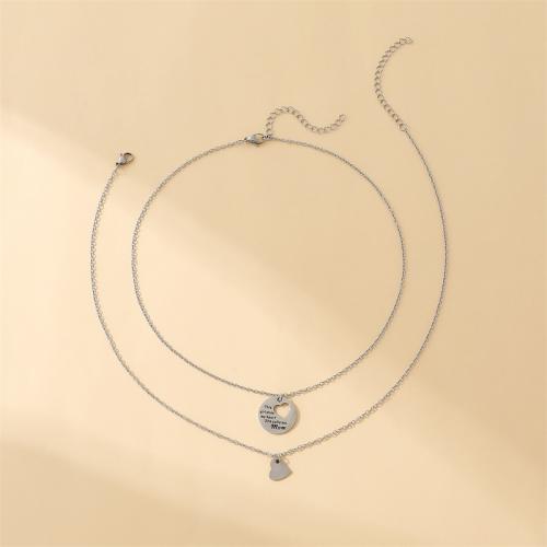 Stainless Steel Jewelry Necklace, 304 Stainless Steel, with 5cm extender chain, plated, 2 pieces & for woman, original color Approx 45 cm 