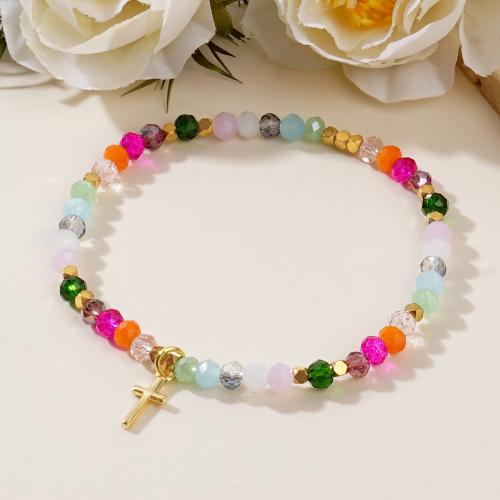 Crystal Bracelets, Brass, with Crystal, for woman, multi-colored 