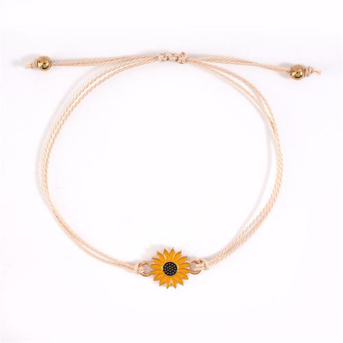 Enamel Zinc Alloy Bracelets, with Taiwan Thread, plated, 2 pieces & Unisex, beige Approx 16-30 cm [