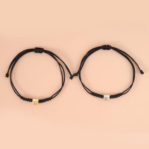 Fashion Create Wax Cord Bracelets, Zinc Alloy, with Wax Cord, plated, 2 pieces & Unisex Approx 16-30 cm 