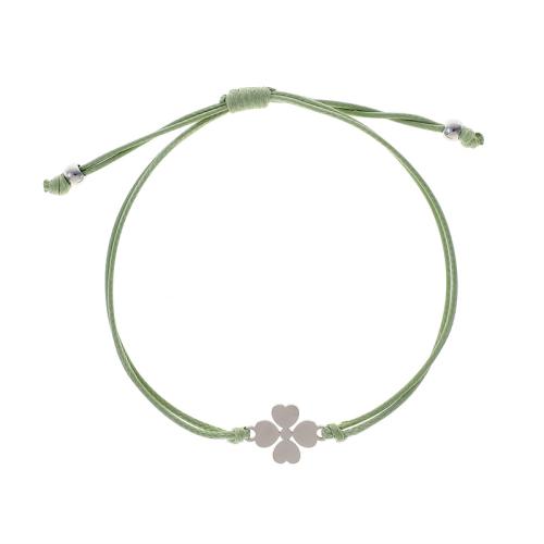 Joyería pulseras de acero inoxidable, acero inoxidable 304, con Cordón de cera, para mujer, verde, longitud:aproximado 18-32 cm, Vendido por UD[