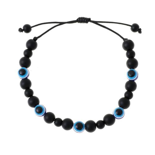 Evil Eye Jewelry Set, Acrylic, with Abrazine Stone & Wax Cord, handmade & for woman, black Approx 18-32 cm 