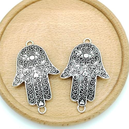 Zinc Alloy Charm Connector, Hamsa, antique silver color plated, DIY & 1/1 loop 