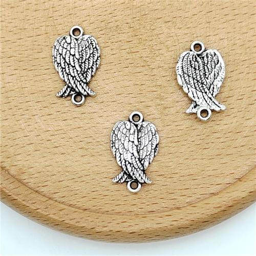 Zinc Alloy Charm Connector, Wing Shape, antique silver color plated, DIY & 1/1 loop 