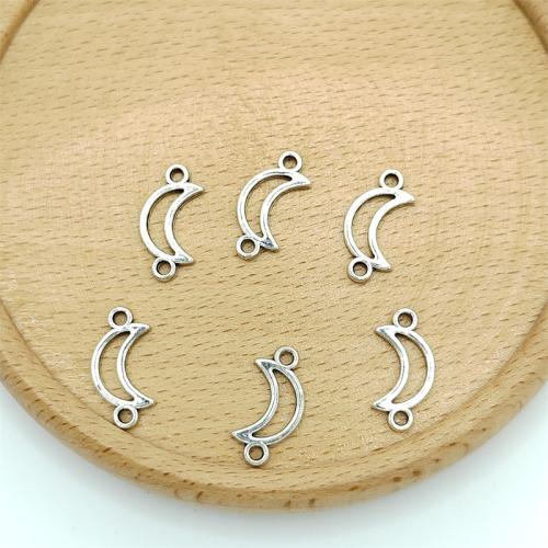 Zinc Alloy Charm Connector, Moon, antique silver color plated, DIY & 1/1 loop 