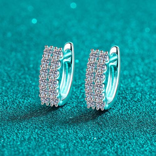 925 Sterling Silver Stud Earring, with Moissanite, fashion jewelry & for woman 