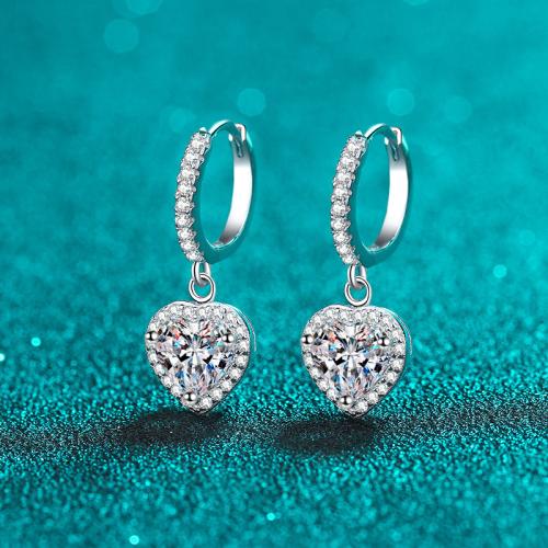 925スターリングシルバー Huggieフープドロップイヤリング, ハート形, 異なるスタイルを選択 & 女性用, earring length 15-22mm, 売り手 ペア