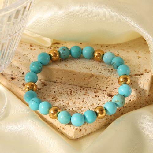 Pulsera de Piedras Preciosas, Piedra natural, con acero inoxidable 304, Joyería & diferentes estilos para la opción & para mujer, azul, longitud:aproximado 17.5 cm, Vendido por UD