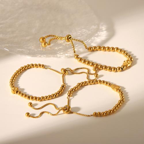 Stainless Steel Chain Bracelets, 304 Stainless Steel, Adjustable & fashion jewelry & for woman, golden Approx 25 cm 