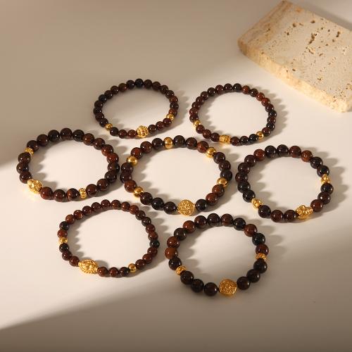 Gemstone Bracelets, Natural Stone, with 304 Stainless Steel, fashion jewelry & Unisex Approx 18.6 cm 