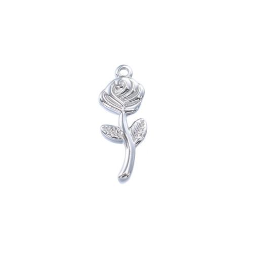 Stainless Steel Flower Pendant, 304 Stainless Steel, Rose, polished, DIY, original color 