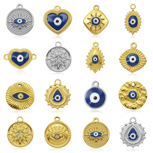 Fashion Evil Eye Pendant, 304 Stainless Steel, DIY & enamel [