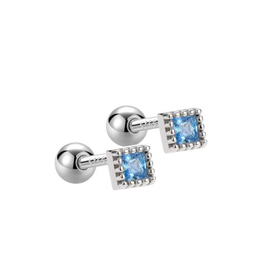 Boucle d'oreille zircon cubique argent sterling, Argent sterling 925, bijoux de mode & pavé de micro zircon & pour femme, plus de couleurs à choisir, 3mm, Vendu par paire[