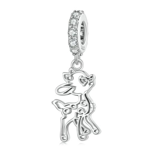 Sterling Silver European Pendants, 925 Sterling Silver, DIY & micro pave cubic zirconia Approx 4.5mm 