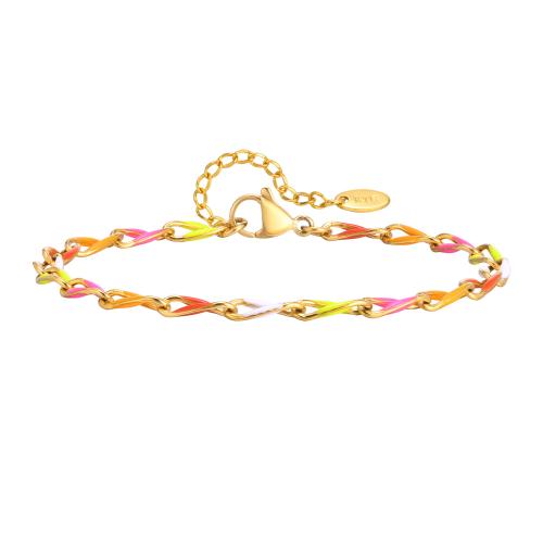 Pulseras de acero inoxidable, acero inoxidable 304, con 5cm extender cadena, 18K chapado en oro, Joyería & para mujer & esmalte, dorado, 4mm, longitud:aproximado 16 cm, Vendido por UD