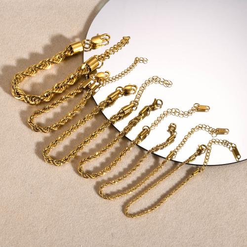 Stainless Steel Chain Bracelets, 304 Stainless Steel, 18K gold plated, fashion jewelry & for woman, golden 