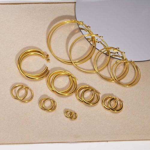 Stainless Steel Hoop Earring, 304 Stainless Steel, fashion jewelry & for woman, golden 