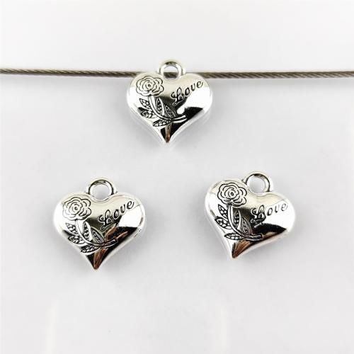 Zinc Alloy Heart Pendants, antique silver color plated, DIY Approx 3mm, Approx 