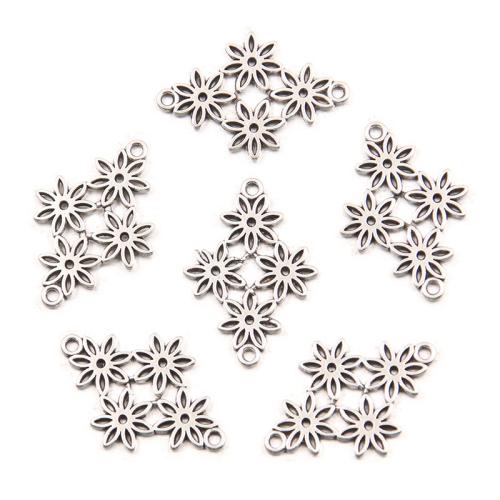 Zinc Alloy Charm Connector, Flower, antique silver color plated, DIY & 1/1 loop Approx 2mm, Approx 