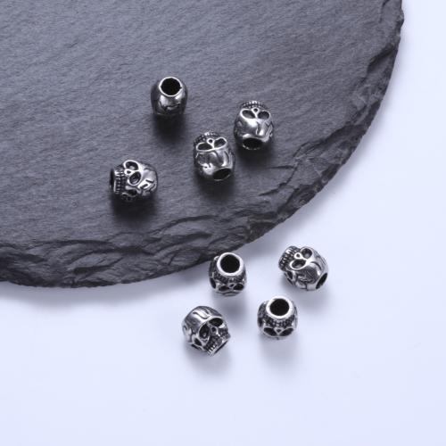 Stainless Steel Beads, 304 Stainless Steel, Skull, plated, DIY 