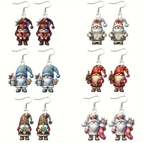 Christmas Earrings, Acrylic, Santa Claus, printing, Christmas Design & for woman 