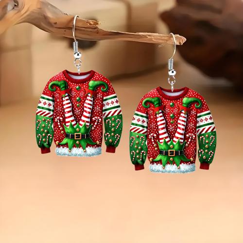 Christmas Earrings, Acrylic, Garment, printing, Christmas Design & cute & for woman 