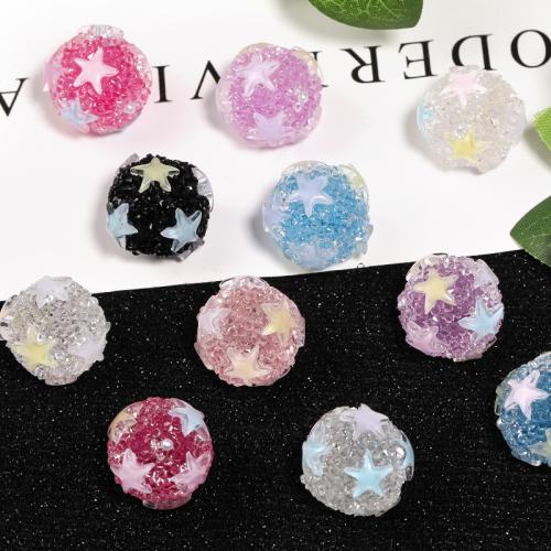 Acrylic Jewelry Beads, Round, DIY & with rhinestone, mixed colors, 18mm 