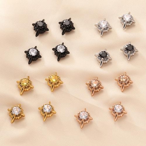 Stainless Steel Cubic Zirconia Stud Earring, 304 Stainless Steel, with Cubic Zirconia, plated, fashion jewelry & Unisex 