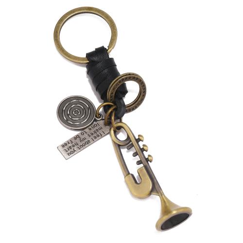 Leather Key Chains, Full Grain Cowhide Leather, with Iron & Zinc Alloy, handmade, Unisex 