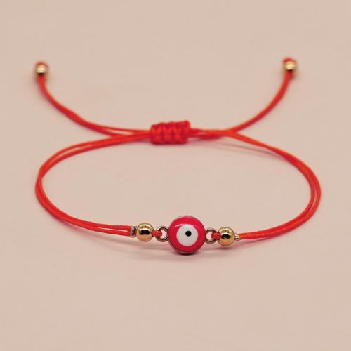 Mal pulsera ojo, aleación de zinc, con Cordón de cera & resina, hecho a mano, Joyería & para mujer, más colores para la opción, longitud:16-20 cm, Vendido por UD