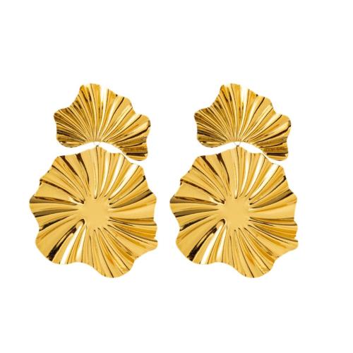 Boucles d'oreilles en acier titane, avec perle de plastique, Placage, styles différents pour le choix & pour femme, Or, Vendu par paire