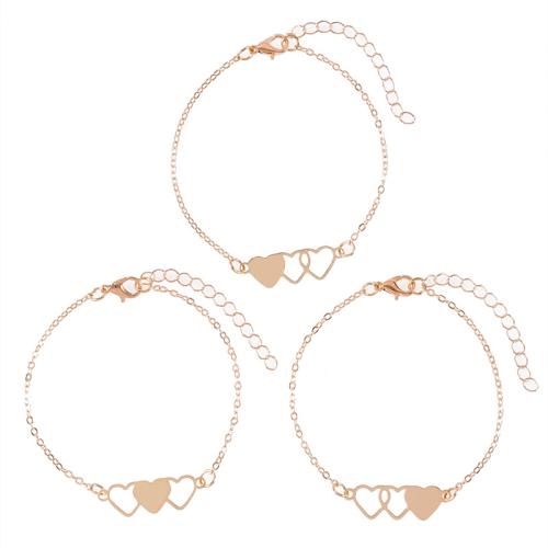 Stainless Steel Chain Bracelets, 304 Stainless Steel, three pieces & for woman, golden 