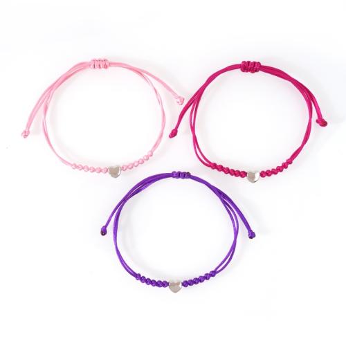 Laine cordon Bracelet, alliage de zinc, avec cordon de polyester, trois pièces & pour femme, plus de couleurs à choisir Environ 16-30 cm, Vendu par fixé