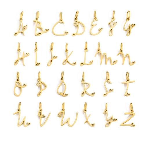 Stainless Steel Letter Pendant, 304 Stainless Steel, plated, letters are from A to Z & DIY golden, Letters above 0.8×6 oval thick circle, letter height 10MM without circle, letter width 3/5/7/9/10/11MM, etc [