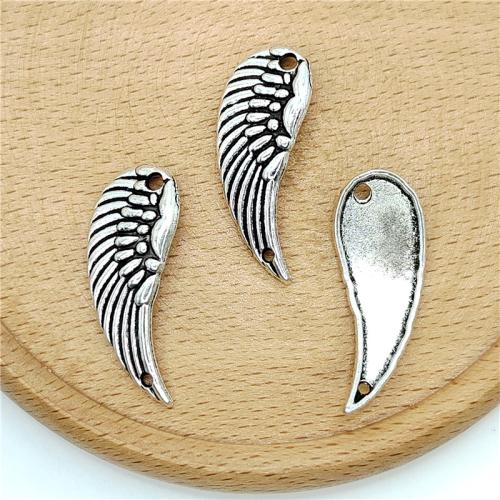 Zinc Alloy Charm Connector, Wing Shape, antique silver color plated, DIY & 1/1 loop 