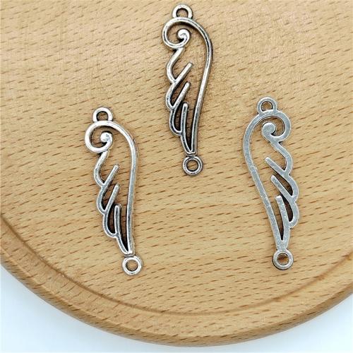 Zinc Alloy Charm Connector, Wing Shape, antique silver color plated, DIY & 1/1 loop 