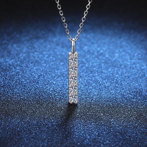 Argent sterling 925 collier, avec Moissanite, avec 2inch chaînes de rallonge, Chaîne transversale & pour femme Environ 15.7 pouce, Vendu par PC[