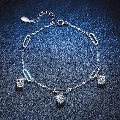 Plata de ley 925 Pulsera, con 1.2inch extender cadena, diferentes materiales para la opción & para mujer, longitud:aproximado 6.3 Inch, Vendido por UD