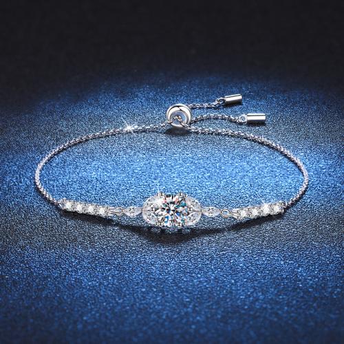 Argent sterling 925 bracelet, avec Moissanite, bijoux de mode & pour femme Environ 6-10 pouce, Vendu par PC