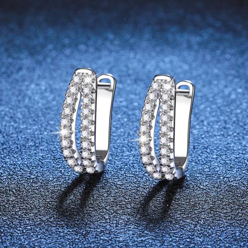 925 Sterling Silver Stud Earring, with Moissanite, for woman & hollow, 16mm 