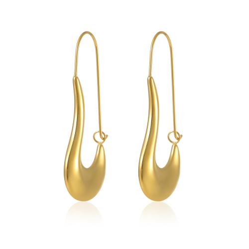 Stainless Steel Drop Earring, 304 Stainless Steel, 18K gold plated, fashion jewelry & for woman, golden 