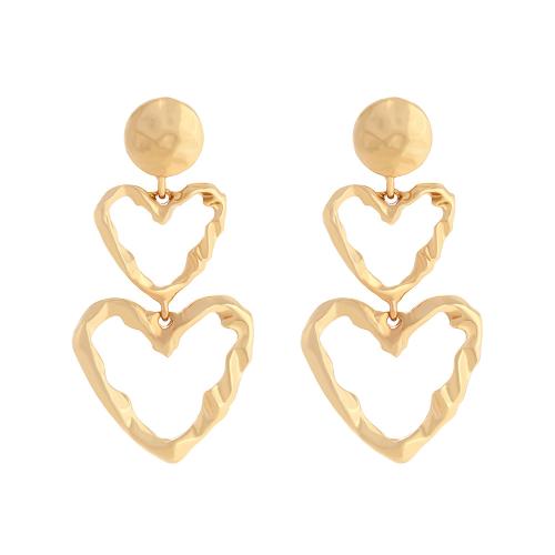 Zinc Alloy Drop Earring, fashion jewelry & for woman & hollow, golden 